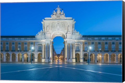 Framed Portugal, Lisbon, Baixa, August Street Arch At Dawn Print