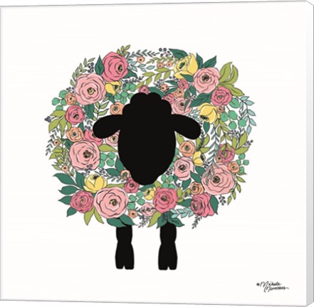Framed Floral Sheep Print
