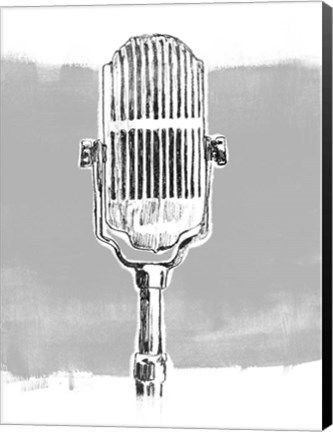 Framed Monochrome Microphone II Print