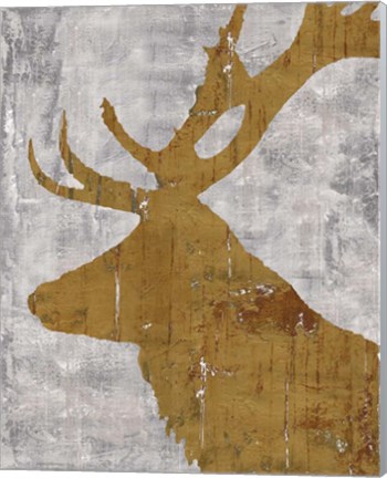 Framed Rustic Lodge Animals Deer on Grey Print