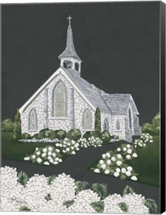 Framed White Church Print