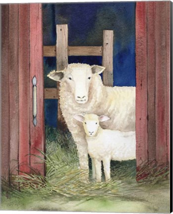 Framed Farm Family Sheep Print