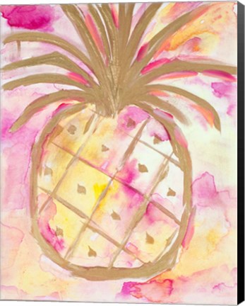 Framed Pink Gold Pineapple Print