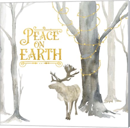 Framed Christmas Forest III Peace on Earth Print