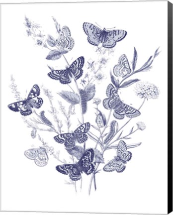 Framed Butterfly Bouquet I Blue Print