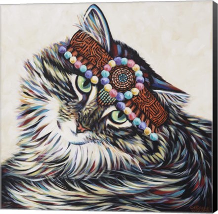 Framed Hippie Cat I Print