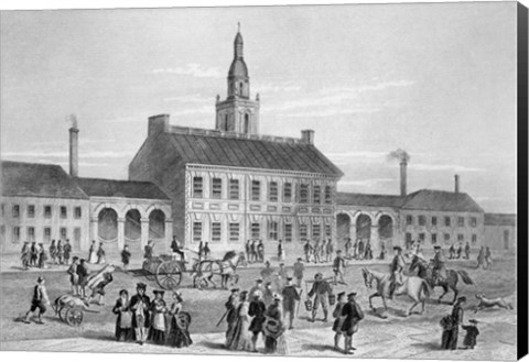Framed Engraving Of Independence Hall In Philadelphia 1776 Print