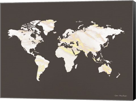 Framed Marble Gold World Map Print