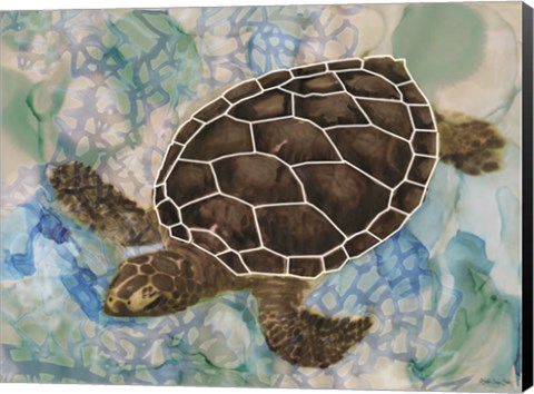 Framed Sea Turtle Collage 2 Print
