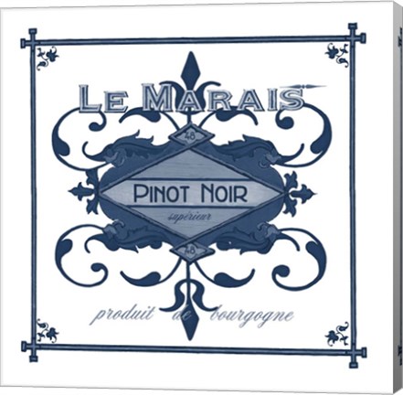 Framed Indigo Wine Labels II Print