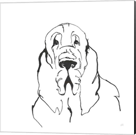 Framed Line Dog Bloodhound II Print