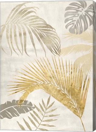 Framed Palm Leaves Gold II Print