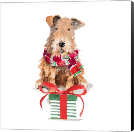 Framed Christmas Airedale Terrier Print