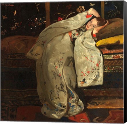 Framed Girl in a White Kimono, 1894 Print