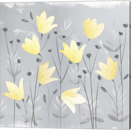 Framed Soft Nature Yellow &amp; Grey III Print