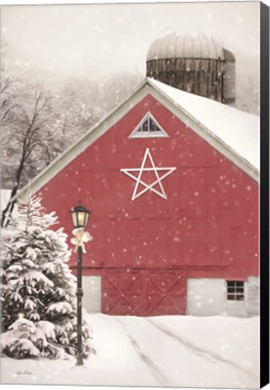 Framed Red Star Barn Print