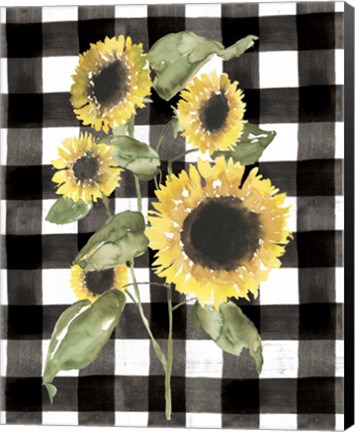 Framed Buffalo Check Sunflower I Print