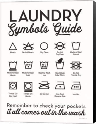 Framed Laundry Symbols Guide Print