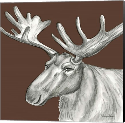 Framed Watercolor Pencil Forest color I-Moose Print