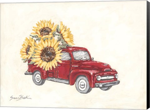 Framed Sunflower Farm Truck Print
