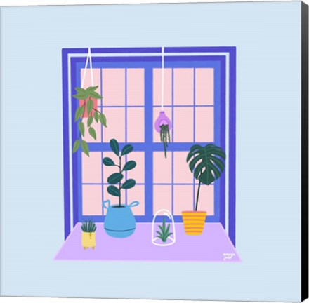 Framed Blue Indoor Garden Print