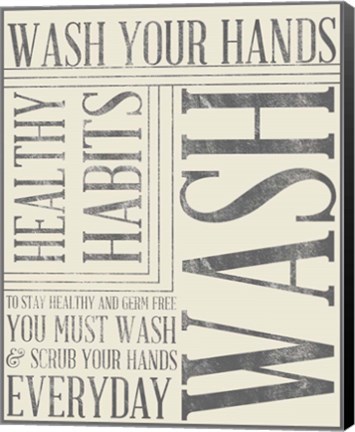 Framed Bath Reminders in Gray III Print