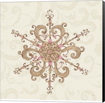 Framed Elegant Season Snowflake IV Pink Print