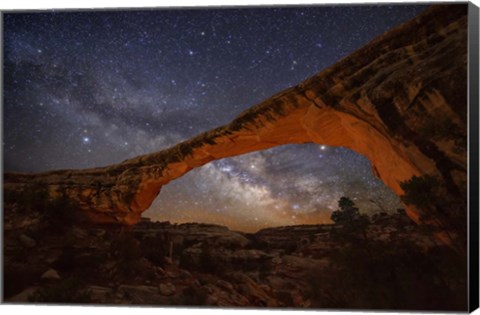 Framed Milky Way behind Owachomo Bridge lite Print