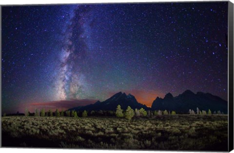 Framed Starry night over Grand Teton Range Print