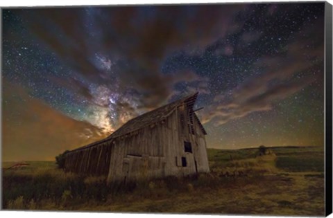 Framed Milky Way Clouds thru Barn at St. Charles Print