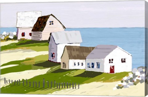 Framed Cottages By The Sea Print