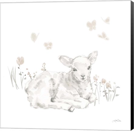 Framed Spring Lambs III Neutral Print