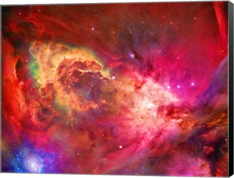 Framed Vivid Nebulae in Pink and Red Colors Print