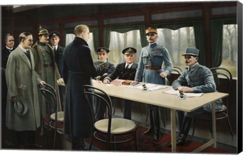 Framed Allied Nation Delegates awaiting the German delegation aboard a Train Print
