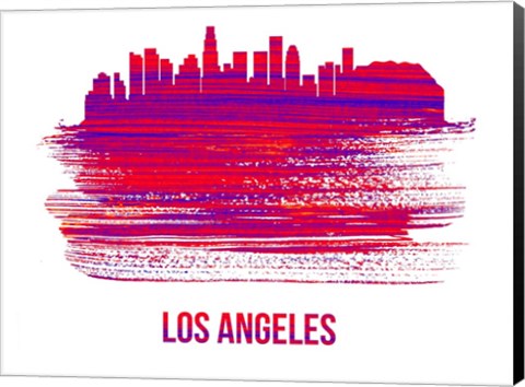 Framed Los Angeles Skyline Brush Stroke Red Print