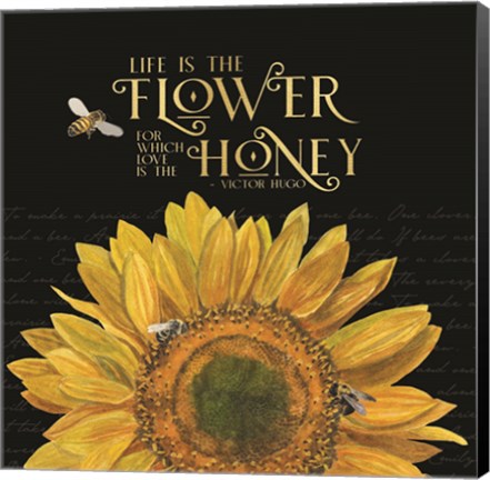 Framed Honey Bees &amp; Flowers Please on black II-The Flower Print