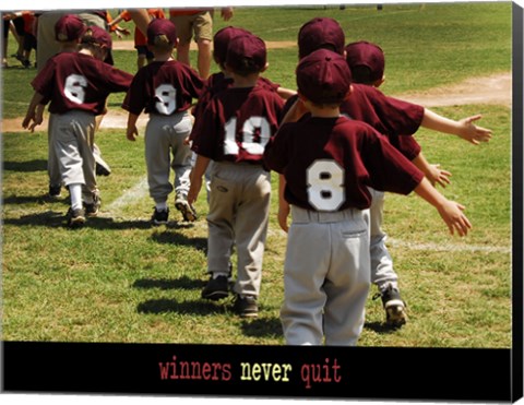 Framed Winners Never Quit Print