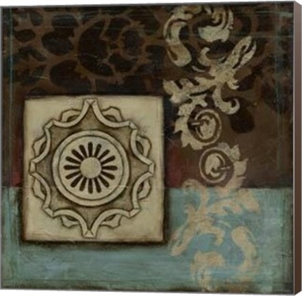 Framed Damask Tapestry Wrosette I Print