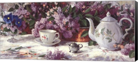Framed Teapot and Lilacs Print