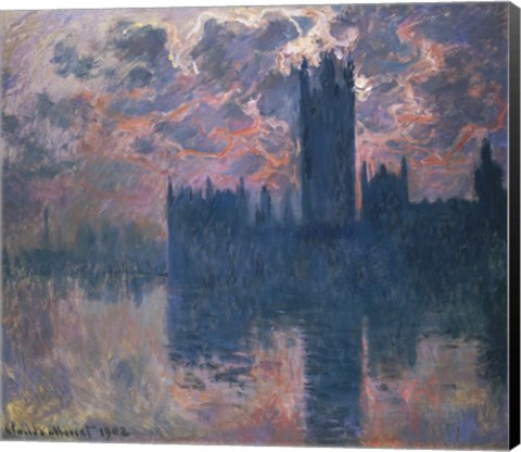 Framed Houses of Parliament, Sunset, 1902 Print