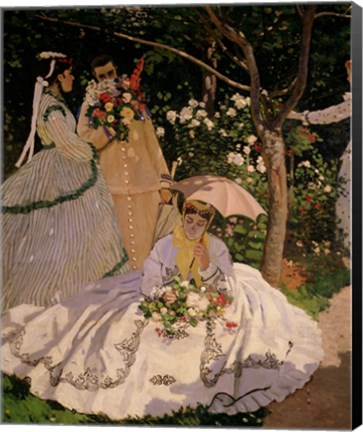 Framed Women in the Garden, detail of a Seated Woman with a Parasol, 1867 Print