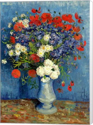 Framed Still Life: Vase with Cornflowers and Poppies, 1887 Print