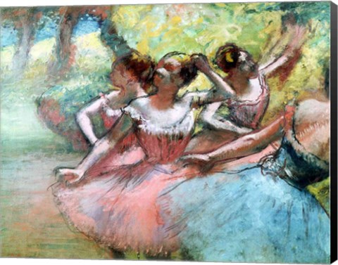 Framed Four ballerinas on the stage Print