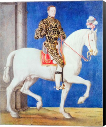 Framed Equestrian Portrait Presumed to be Dauphin Henri II Print