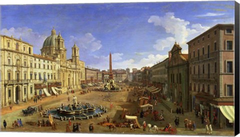 Framed View of the Piazza Navona, Rome Print