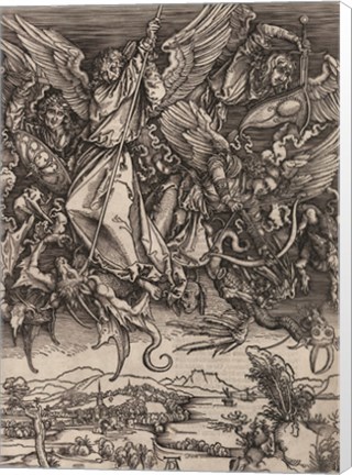 Framed St. Michael Fighting the Dragon by Albrecht Durer, 1498 Print