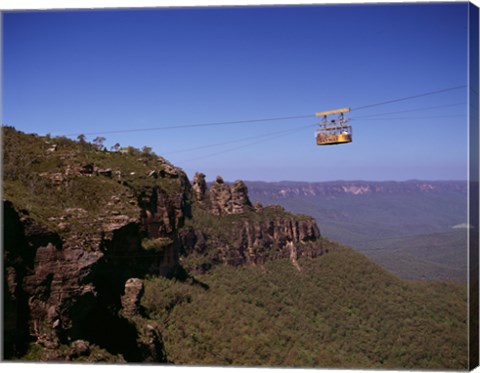 Framed Cable car approaching a cliff, Blue Mountains, Katoomba, New South Wales, Australia Print