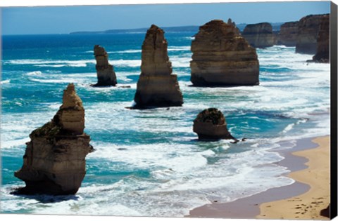 Framed Rock formations on the coast, Twelve Apostles, Port Campbell National Park, Victoria, Australia Print