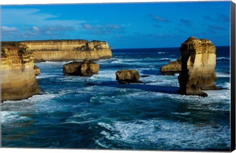 Framed High angle view of rocks in the sea, Twelve Apostles, Port Campbell National Park, Victoria, Australia Print