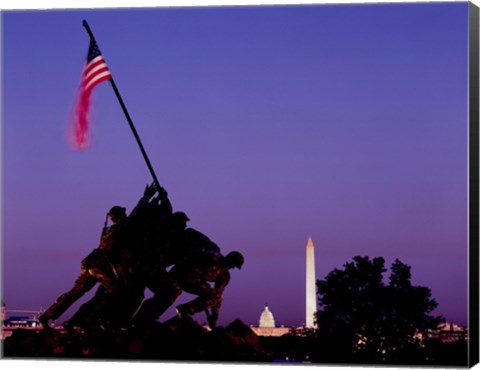 Framed Iwo Jima Memorial at dusk, Washington, D.C. Print